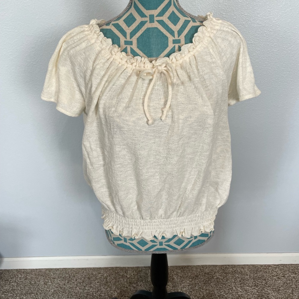 Madewell Texture & Thread Drawstring Top size Small Cream